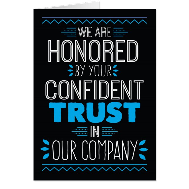 We're Honored by Your Confident Trust in Our Compa Cards (Front)