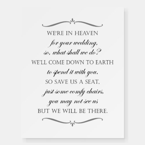 Were In Heaven For Your Wedding Memorial Foam Board