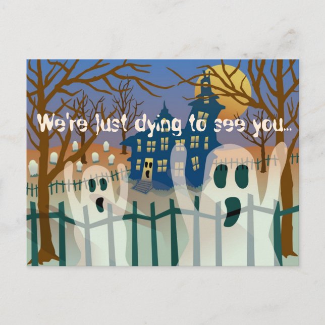 We're Just Dying Halloween Invitation (Front)