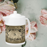 We're Living in High Cotton" Southern Saying Teapot<br><div class="desc">"We're Living in High Cotton", a beloved Southern phrase symbolizing prosperity and good fortune. Set against an old-world background with delicate floral accents, this teapot is perfect for serving sweet tea, herbal blends, or your favorite cozy brew. Whether for daily use or as a decorative farmhouse accent, this teapot brings...</div>