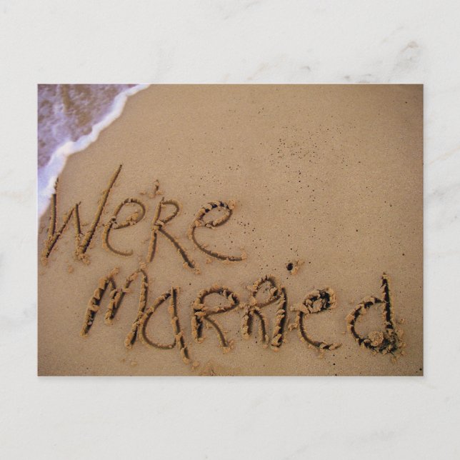 We're Married in Sand Postcard (Front)