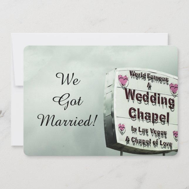 "We're Married"  Las Vegas Eloped  nnouncement Invitation (Front)
