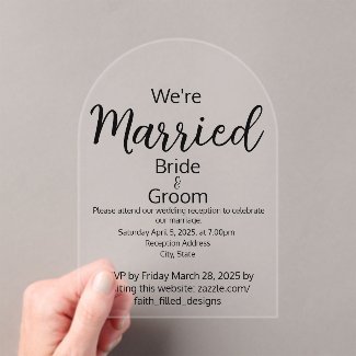 We're Married Minimalist Simple Wedding Reception