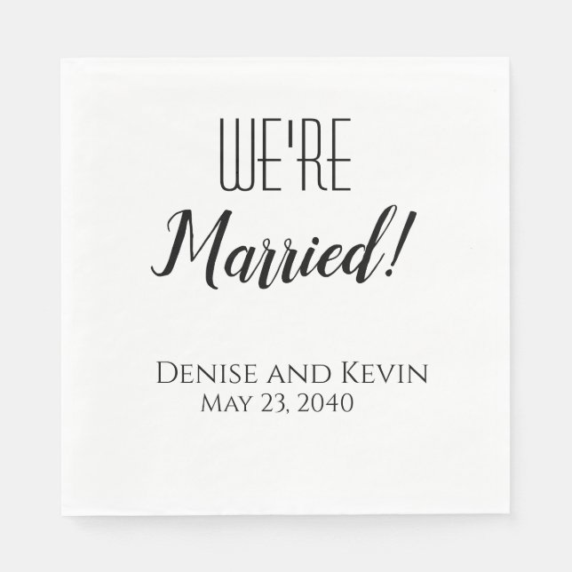 We're Married Personalized Wedding Napkins (Front)