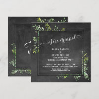 We're Married Script Greenery Bouquet Chalkboard