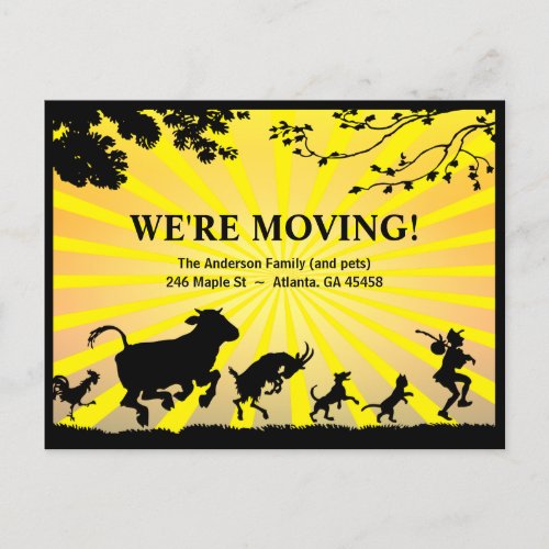 Were Moving  Bold Colorful Moving Announcement Postcard