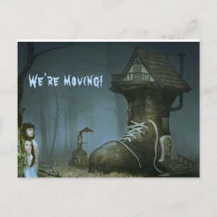 We're Moving Haunted Shoe House Announcement Postcard