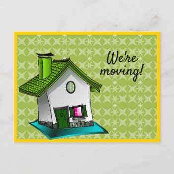 We're Moving House Cartoon Change Of Address Announcement Postcard by ALittleSticky at Zazzle