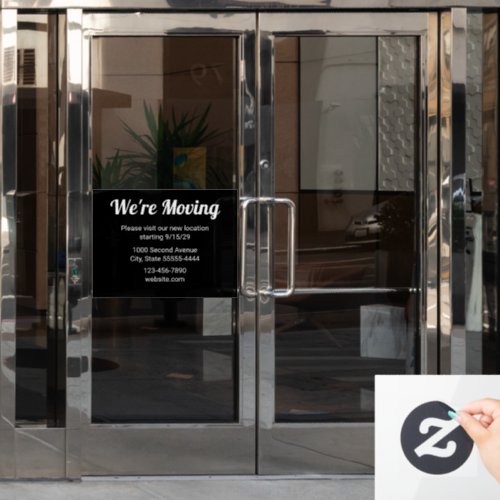 We're Moving New Address Business Relocation Black Window Cling