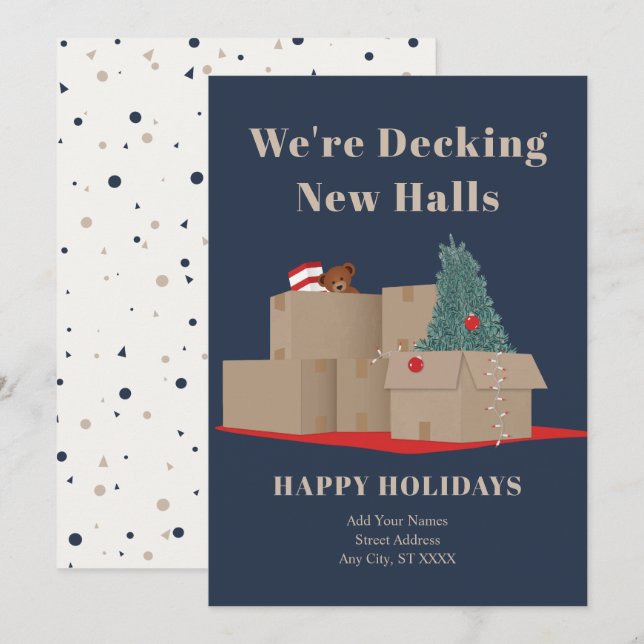 We're Moving New Address Navy Holiday Card (Front/Back)