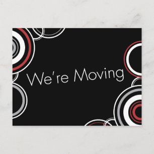 We're Moving - Red & Black Announcement Postcard