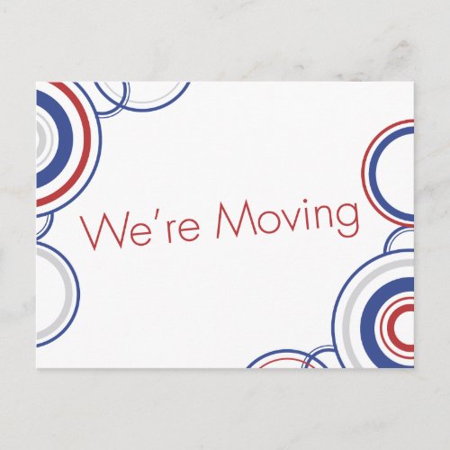 Were Moving _ Red  Blue Announcement Postcard