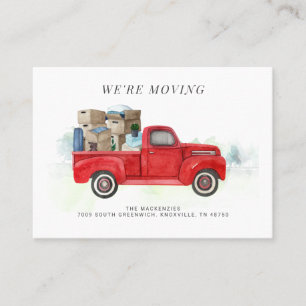 We're Moving Red Truck Change of Address Business Card