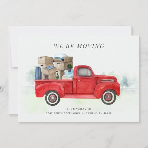Were Moving Red Truck Change of Address Card