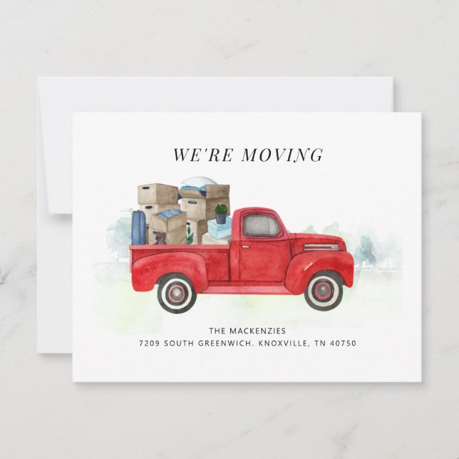 We're Moving Red Truck New Address Announcement (Front)