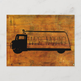 We're Moving Retro Moving Van Old Wood Announcement Postcard