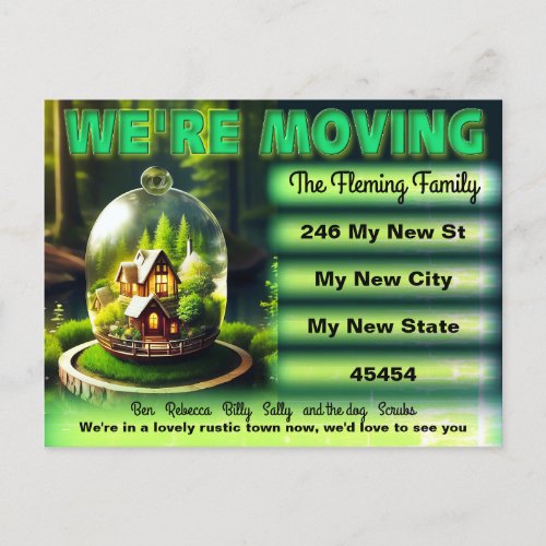 Were Moving Rustic Country Glass Dome Cover Post Postcard