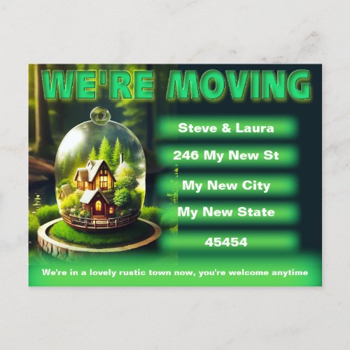 Were Moving Rustic Country Glass Dome Cover Postcard