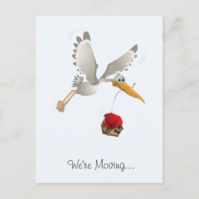 We're Moving Stork! Announcement Postcard (Front)