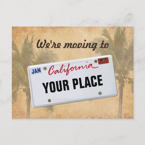 Were moving to California Announcement Postcard