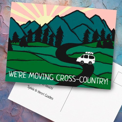 Were Moving Van Mountains Vanlife Sunrise Postcard