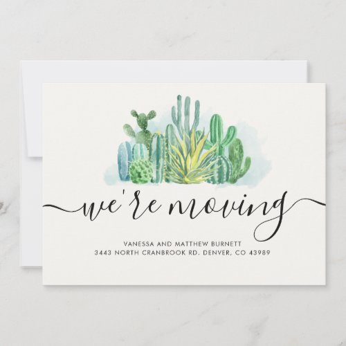 Were Moving Watercolor Cacti Change of Address