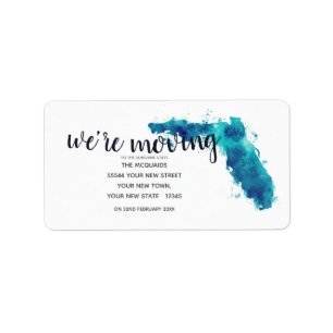 We're Moving Watercolor Florida Label