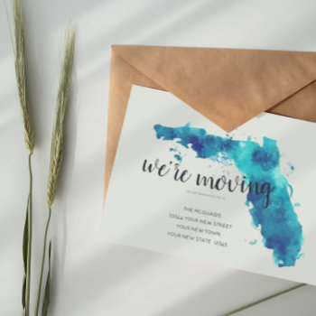 We're Moving Watercolor Florida Moving Announcement by ThePlayfulPixel at Zazzle