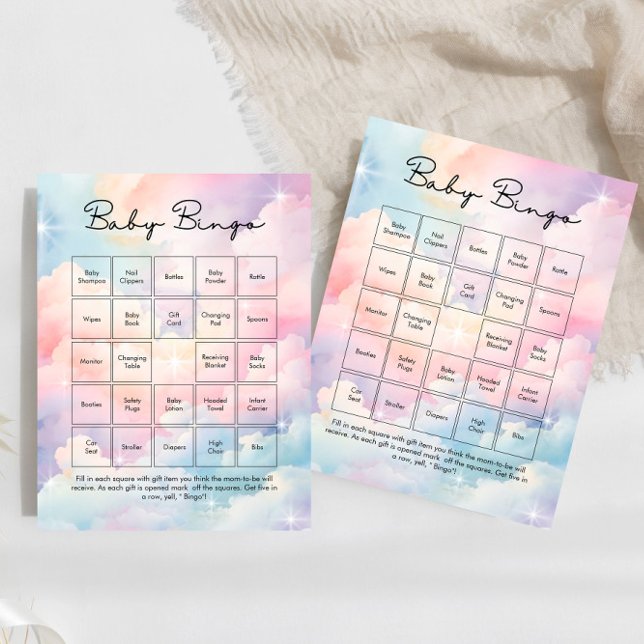 We're On Cloud 9 Baby Bingo Baby Shower Game (Creator Uploaded)