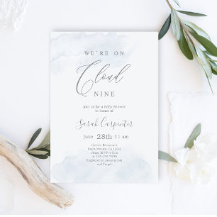 We're on Cloud 9 Baby Shower Boy Invitation