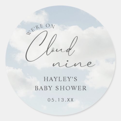 Were On Cloud 9 Baby Shower Favor Classic Round Sticker