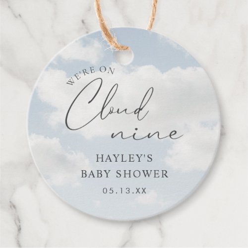 Were On Cloud 9 Baby Shower Favor Tags