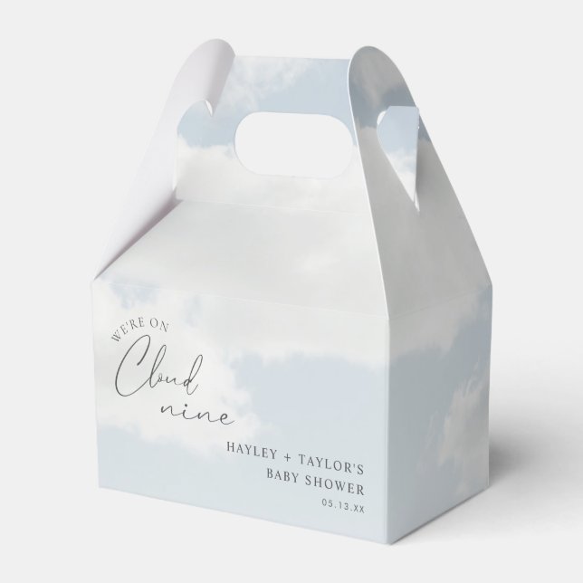 We're On Cloud 9 Baby Shower Gift Favor Boxes (Front Side)