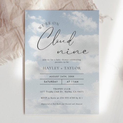 Were On Cloud 9 Baby Shower Invitation