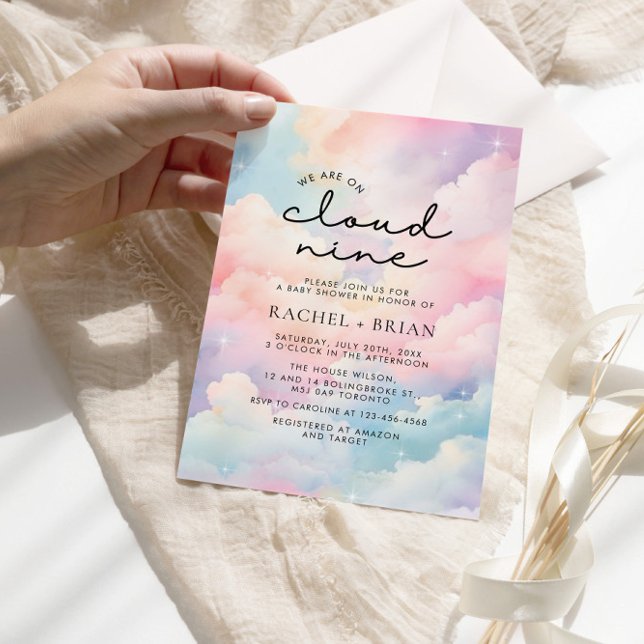 We're On Cloud 9 Baby Shower Invitation (Creator Uploaded)