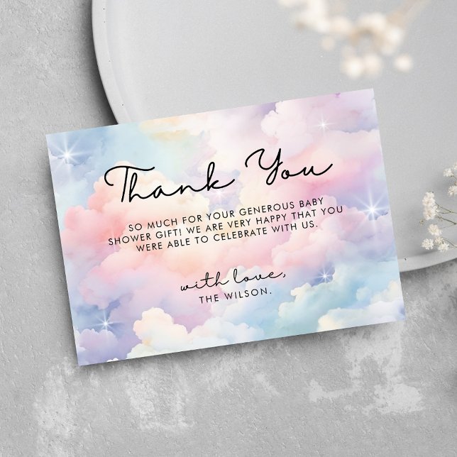We're On Cloud 9 Baby Shower  Thank You Card (Creator Uploaded)