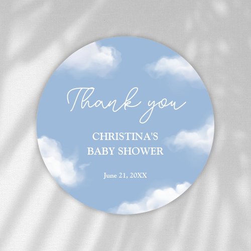 Were on Cloud 9 Baby Shower Thank You Classic Round Sticker