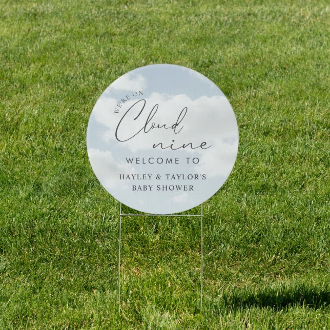 We're On Cloud 9 Baby Shower Welcome Round Sign (Insitu)