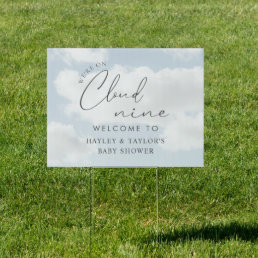 We&#39;re On Cloud 9 Baby Shower Welcome Yard Sign