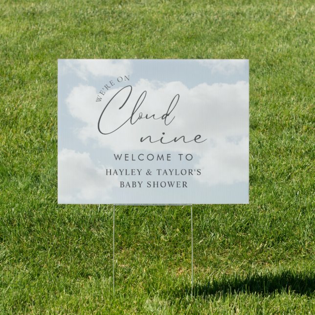We're On Cloud 9 Baby Shower Welcome Yard Sign (Insitu)