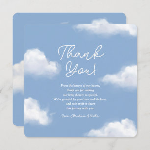 We're on Cloud 9 Blue Baby Shower Thank You Card