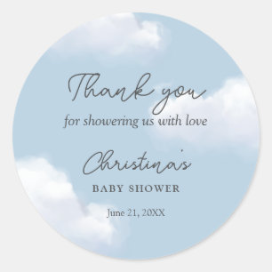 We're on Cloud 9 Blue Boy Baby Shower Thank You Classic Round Sticker
