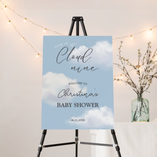 Were on Cloud 9 Blue Boy Baby Shower Welcome Sign