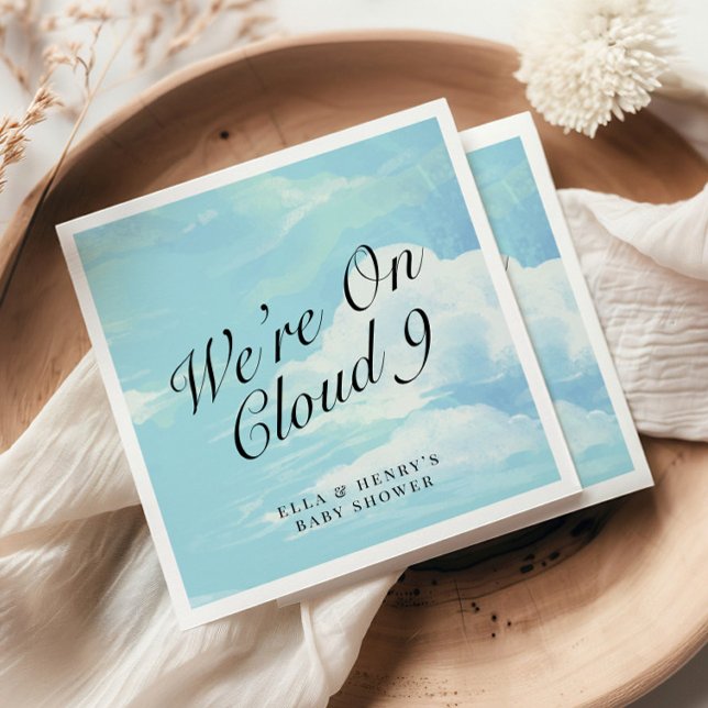 We're on Cloud 9 Blue Sky Couples Baby Shower Napkins (Creator Uploaded)