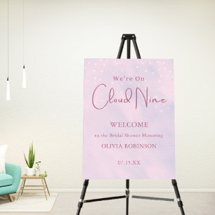 We're On Cloud 9 Dreamy Pink Baby Shower Welcome Foam Board