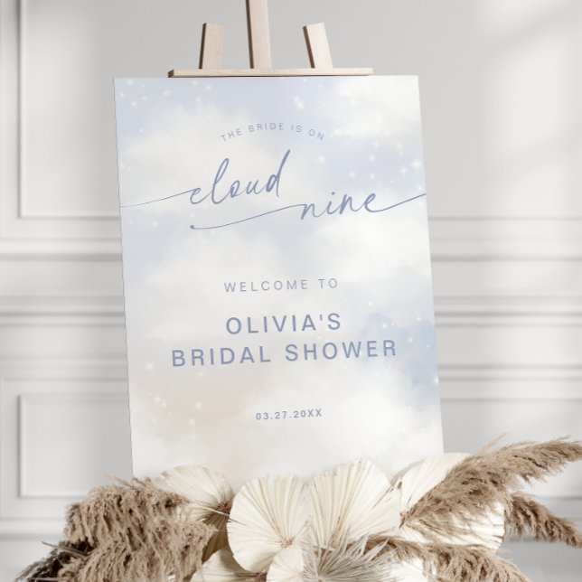 We're On Cloud 9 Dusty Blue Bridal Shower Welcome Foam Board (Creator Uploaded)