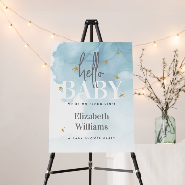We're on Cloud 9 Hello Baby Shower Party Sign (In Situ (Stand))