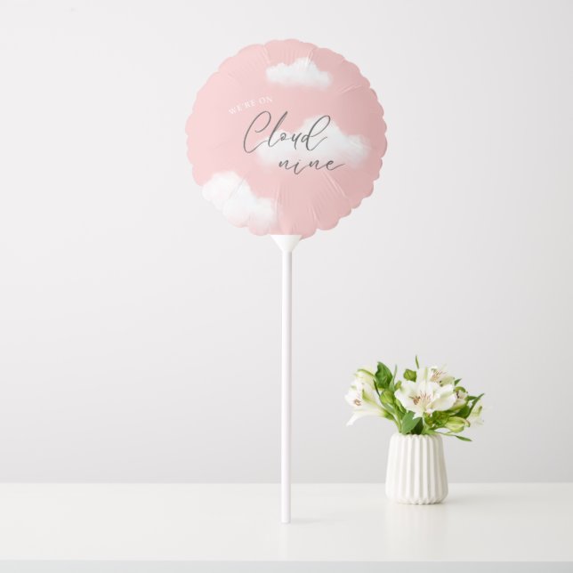 We're on Cloud 9 Pink Girl Baby Shower Balloon (In SItu)