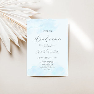 We're on Cloud Nine Baby Shower Boy Invitation