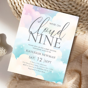We're on Cloud Nine Baby Shower Budget Invitation